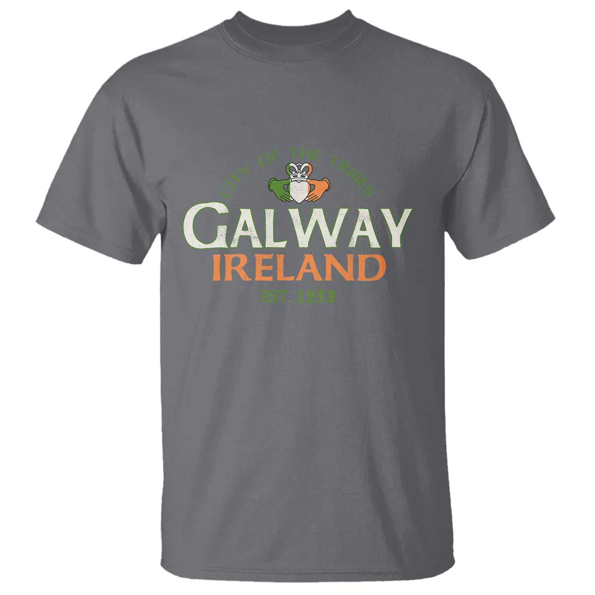 Claddagh Galway Ireland T Shirt City Of The Tribes Est 1232 TS11 Charcoal Print Your Wear