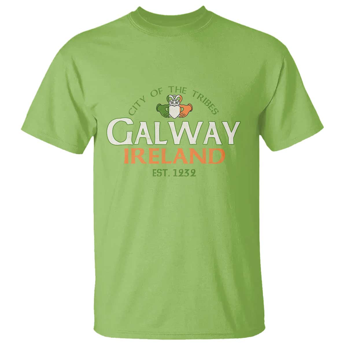 Claddagh Galway Ireland T Shirt City Of The Tribes Est 1232 TS11 Lime Print Your Wear