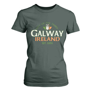 Claddagh Galway Ireland T Shirt For Women City Of The Tribes Est 1232 TS11 Dark Forest Green Print Your Wear