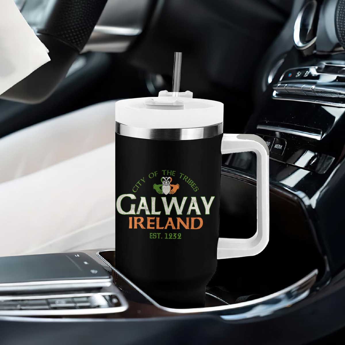 Claddagh Galway Ireland Tumbler With Handle City Of The Tribes Est 1232 TS11 Print Your Wear