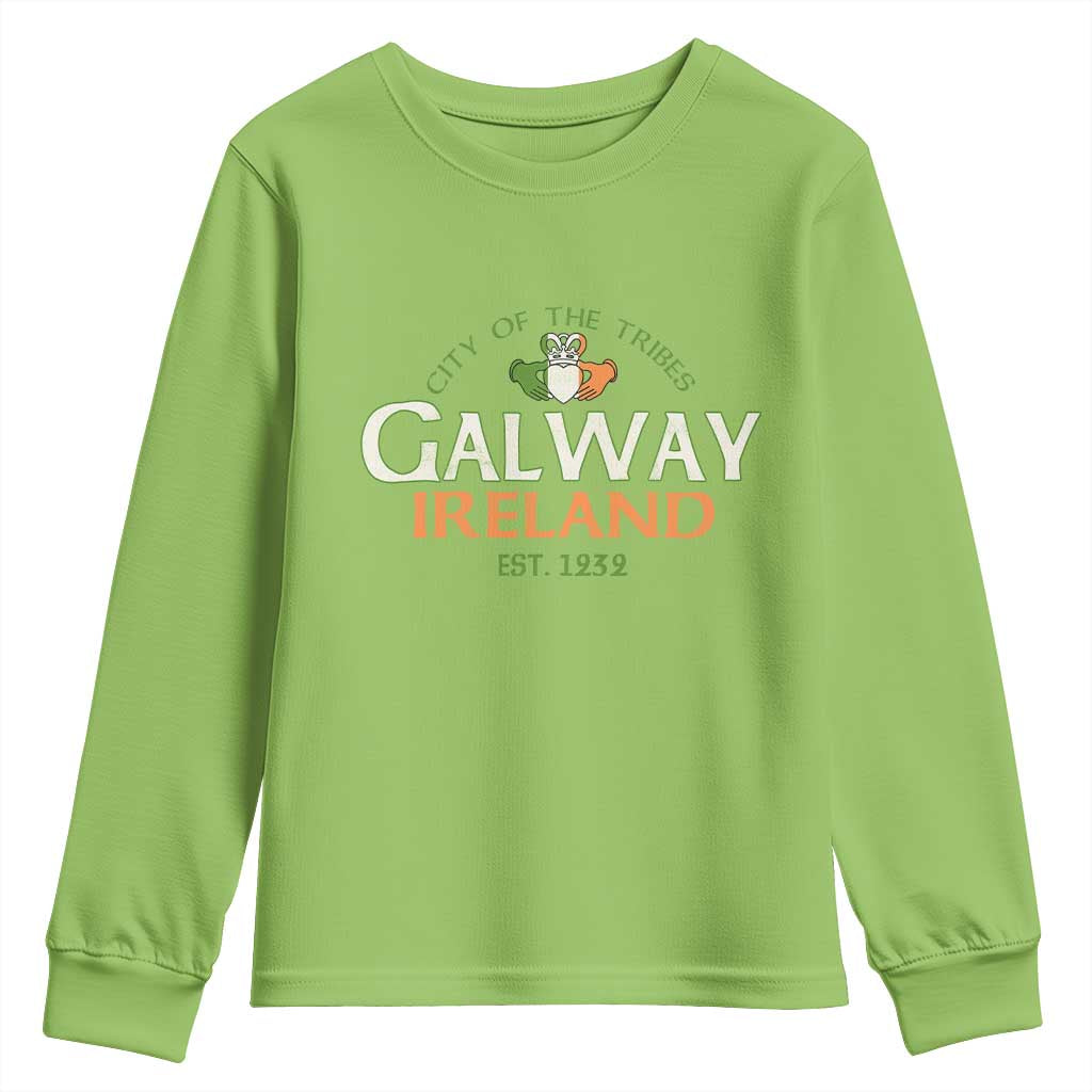 Claddagh Galway Ireland Youth Sweatshirt City Of The Tribes Est 1232 TS11 Lime Print Your Wear