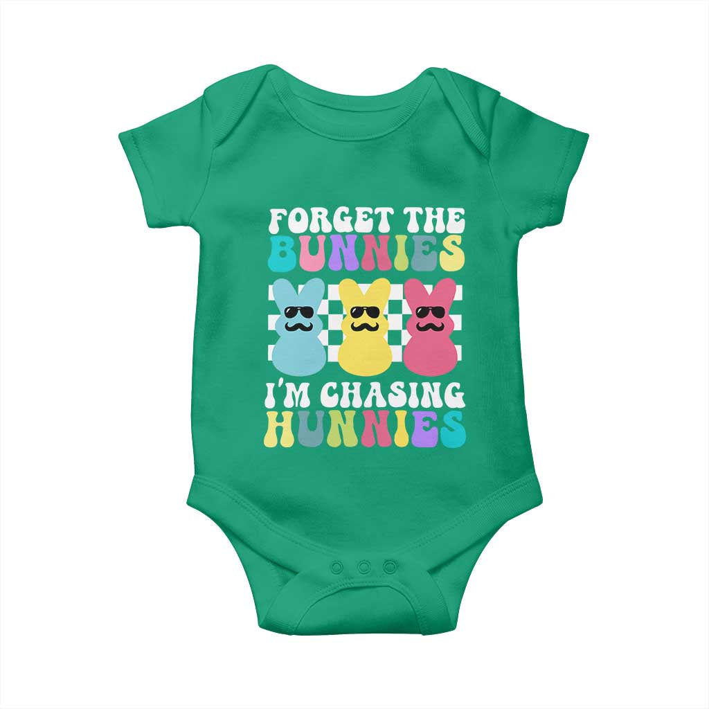 Funny Easter Forget The Bunnies I Am Chasing Hunnies Baby Onesie TS11 Irish Green Print Your Wear