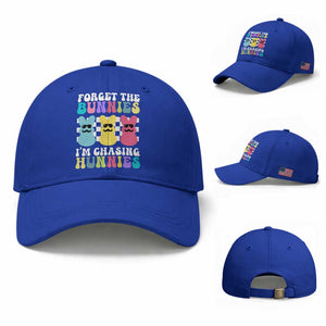 Funny Easter Forget The Bunnies I Am Chasing Hunnies Baseball Cap TS11 Baseball Cap Universal Fit Royal Blue Print Your Wear