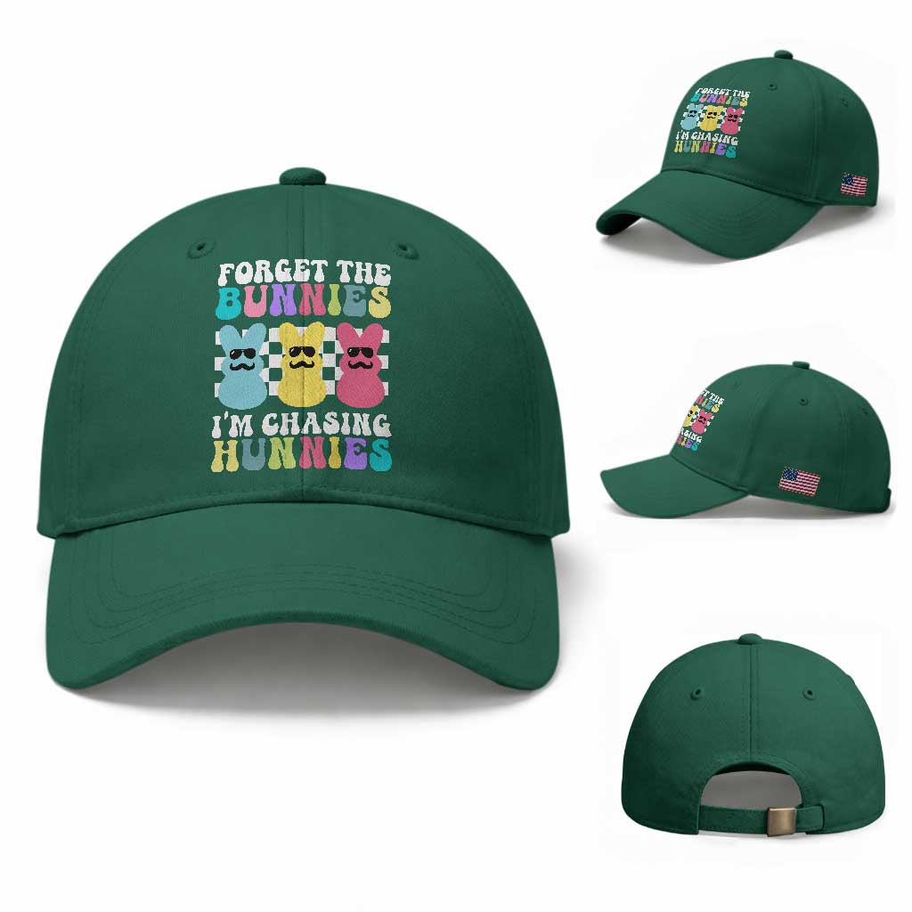 Funny Easter Forget The Bunnies I Am Chasing Hunnies Baseball Cap TS11 Baseball Cap Universal Fit Irish Green Print Your Wear