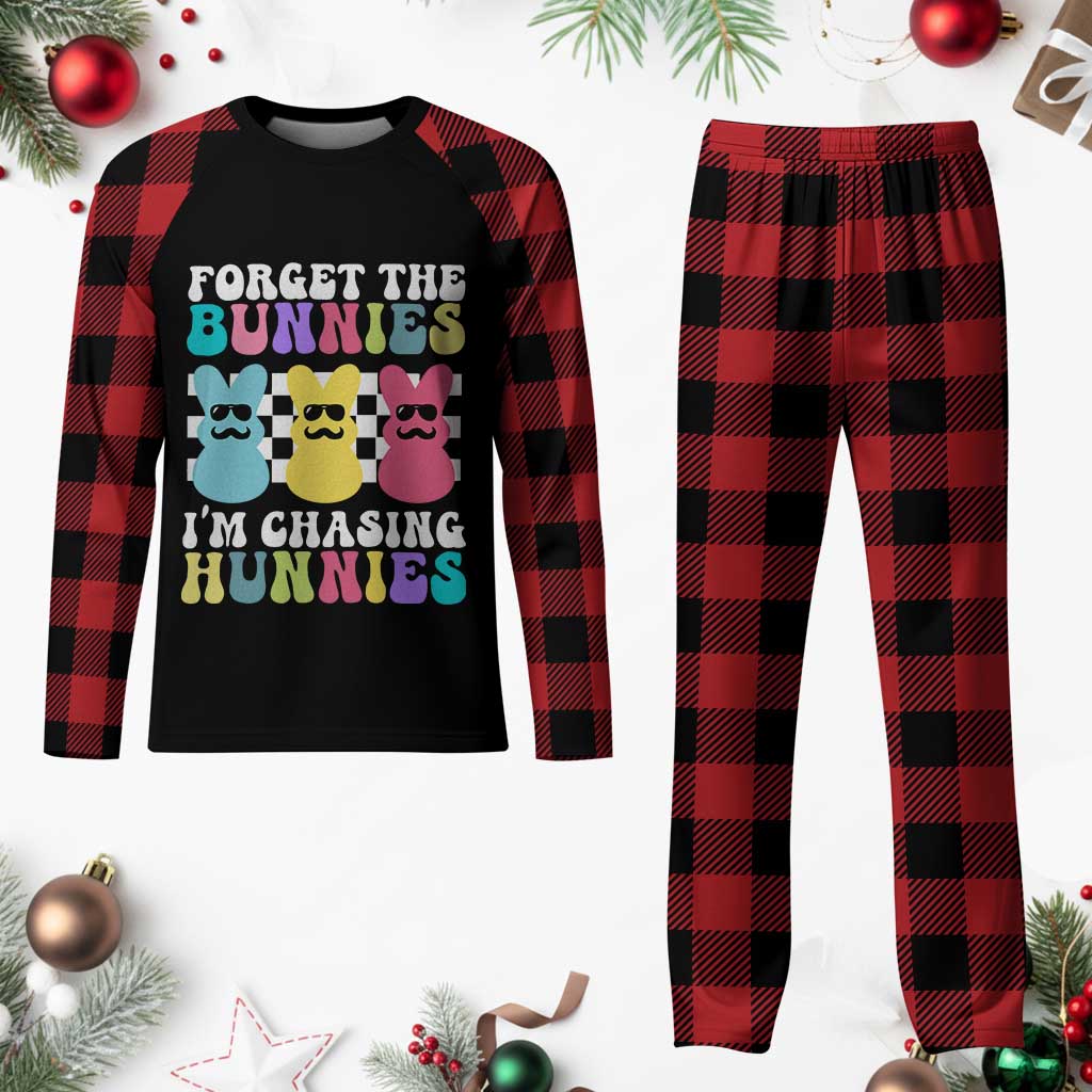 Funny Easter Forget The Bunnies I Am Chasing Hunnies Plaid Pajama Set TS11 Buffalo Plaid Print Your Wear