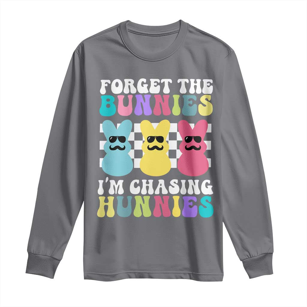 Funny Easter Forget The Bunnies I Am Chasing Hunnies Long Sleeve Shirt TS11 Charcoal Print Your Wear