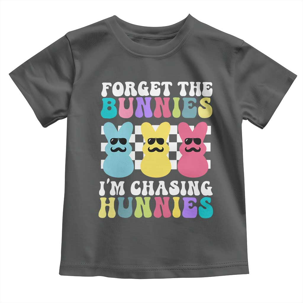Funny Easter Forget The Bunnies I Am Chasing Hunnies Toddler T Shirt TS11 Dark Heather Print Your Wear
