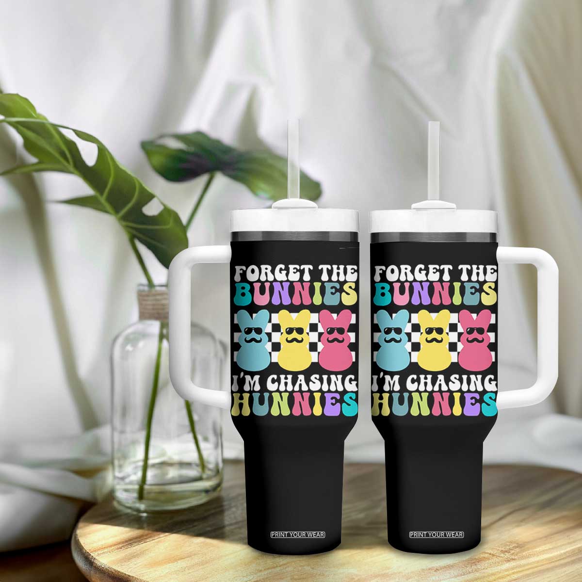 Funny Easter Forget The Bunnies I Am Chasing Hunnies Tumbler With Handle TS11 Print Your Wear