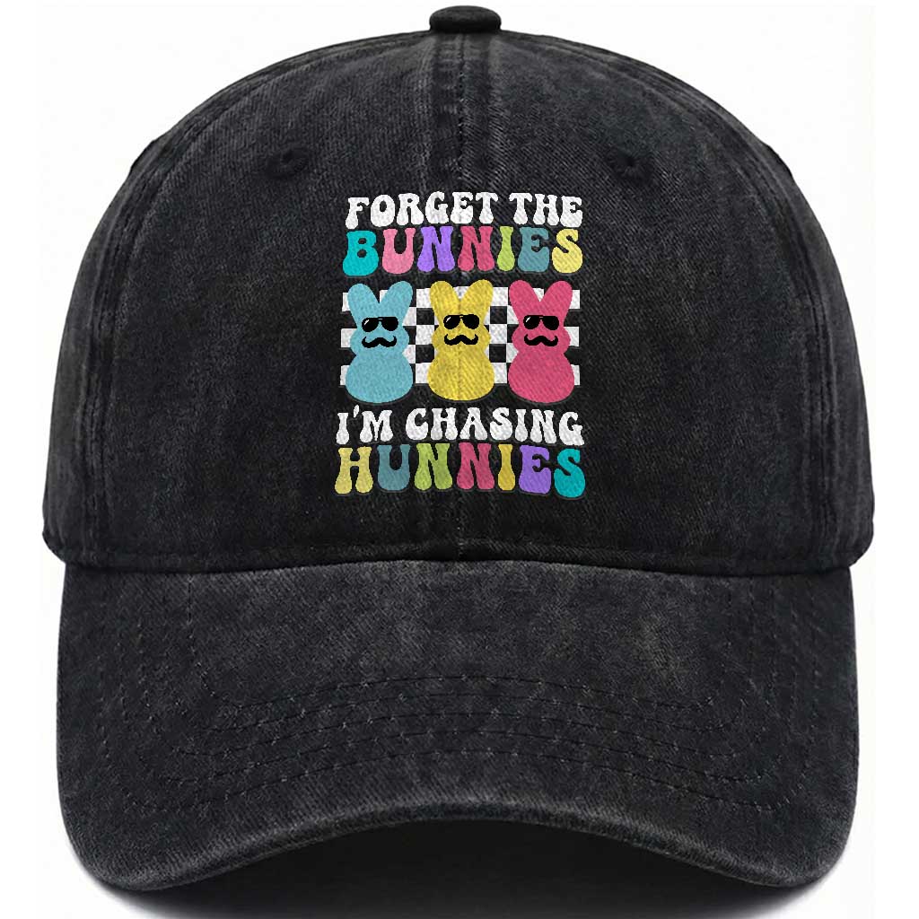 Funny Easter Forget The Bunnies I Am Chasing Hunnies Washed Cotton Baseball Cap TS11 Print Your Wear