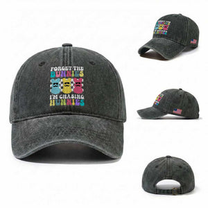 Funny Easter Forget The Bunnies I Am Chasing Hunnies Washed Cotton Baseball Cap TS11 Washed Cap Universal Fit Dark Green Print Your Wear