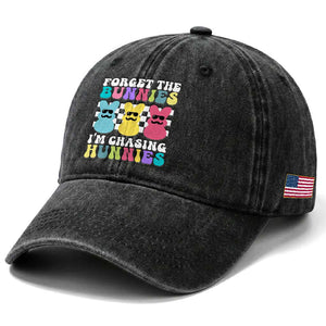 Funny Easter Forget The Bunnies I Am Chasing Hunnies Washed Cotton Baseball Cap TS11 Print Your Wear