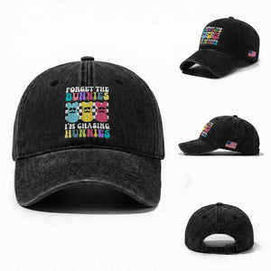 Funny Easter Forget The Bunnies I Am Chasing Hunnies Washed Cotton Baseball Cap TS11 Washed Cap Universal Fit Black Print Your Wear