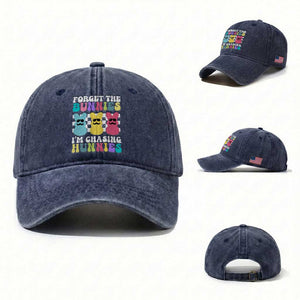 Funny Easter Forget The Bunnies I Am Chasing Hunnies Washed Cotton Baseball Cap TS11 Washed Cap Universal Fit Navy Print Your Wear