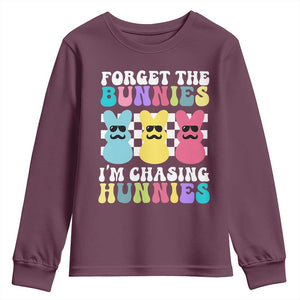 Funny Easter Forget The Bunnies I Am Chasing Hunnies Youth Sweatshirt TS11 Maroon Print Your Wear