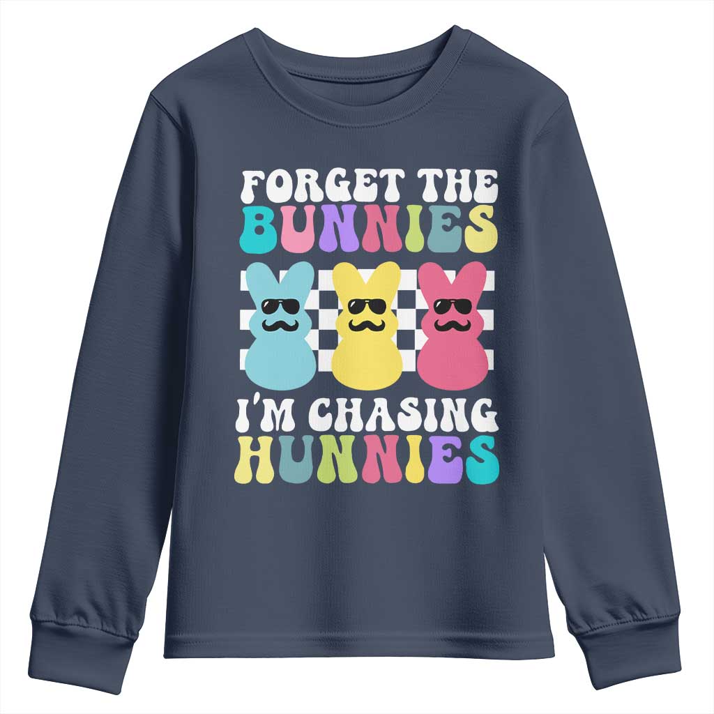 Funny Easter Forget The Bunnies I Am Chasing Hunnies Youth Sweatshirt TS11 Navy Print Your Wear