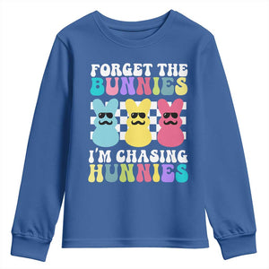 Funny Easter Forget The Bunnies I Am Chasing Hunnies Youth Sweatshirt TS11 Royal Blue Print Your Wear