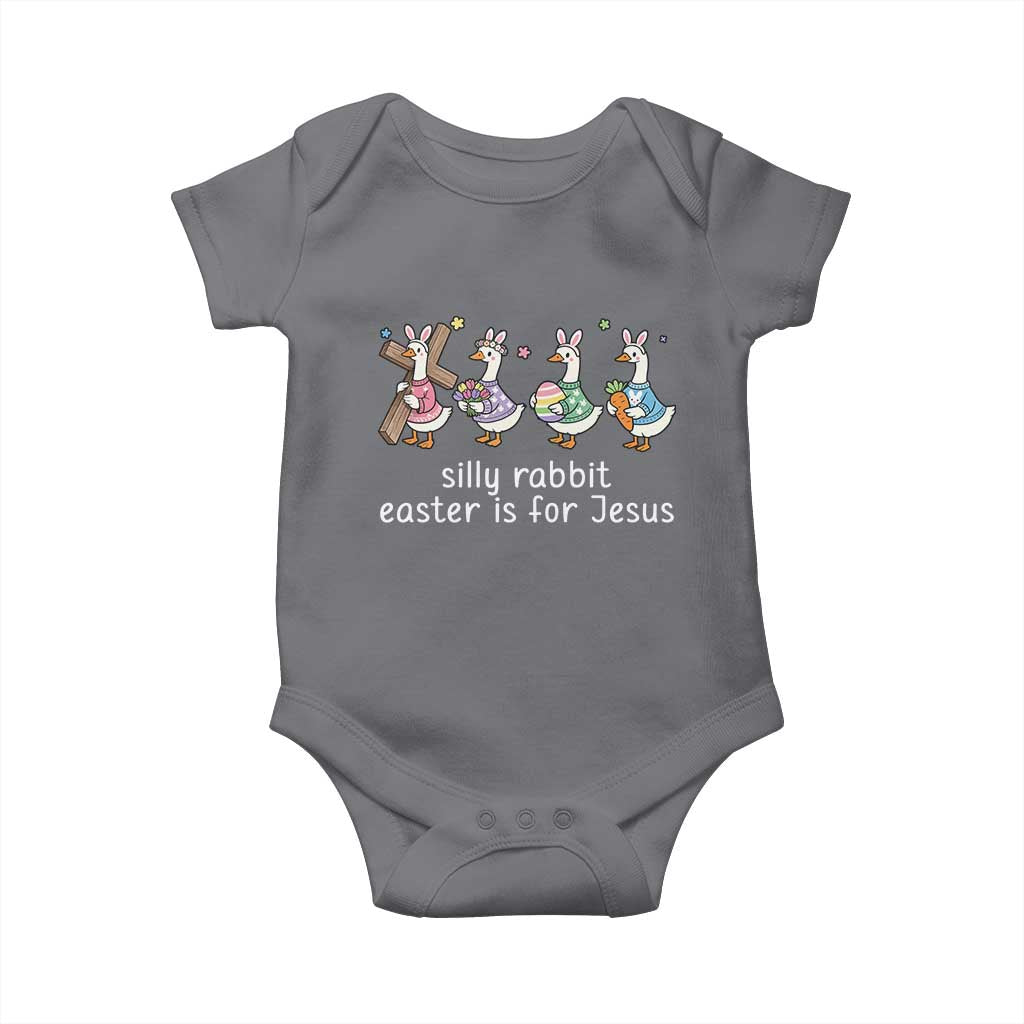 Funny Easter Day Silly Goose Baby Onesie Silly Rabbit Easter Is For Jesus TS11 Charcoal Print Your Wear
