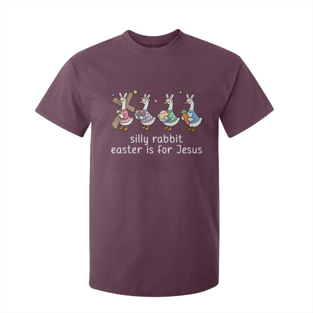 Funny Easter Day Silly Goose T Shirt For Kid Silly Rabbit Easter Is For Jesus TS11 Maroon Print Your Wear