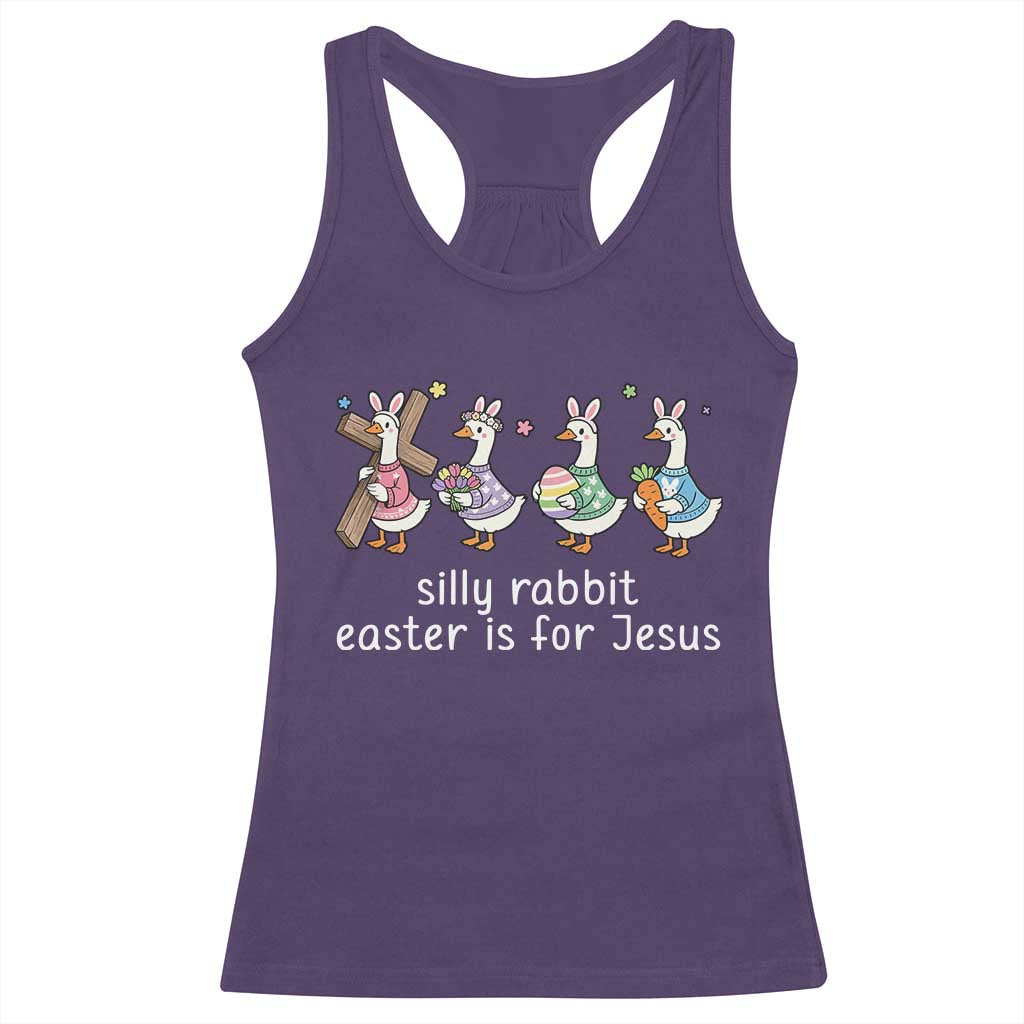 Funny Easter Day Silly Goose Racerback Tank Top Silly Rabbit Easter Is For Jesus TS11 Purple Print Your Wear