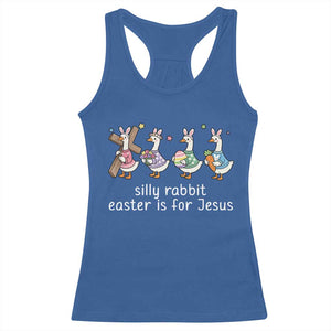 Funny Easter Day Silly Goose Racerback Tank Top Silly Rabbit Easter Is For Jesus TS11 Royal Blue Print Your Wear