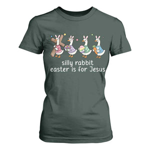 Funny Easter Day Silly Goose T Shirt For Women Silly Rabbit Easter Is For Jesus TS11 Dark Forest Green Print Your Wear