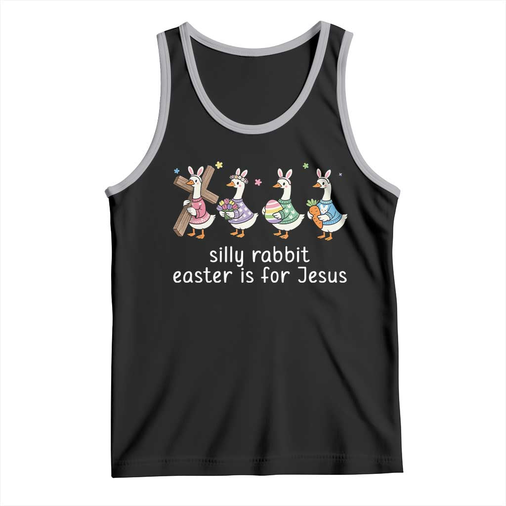 Funny Easter Day Silly Goose Tank Top Silly Rabbit Easter Is For Jesus TS11 Black Athletic Heather Print Your Wear