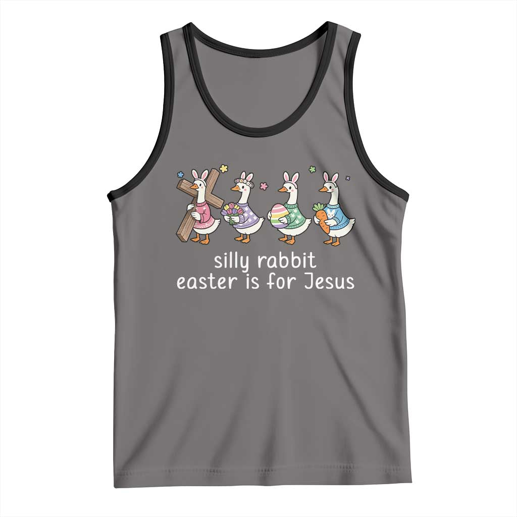 Funny Easter Day Silly Goose Tank Top Silly Rabbit Easter Is For Jesus TS11 Deep Heather Black Print Your Wear