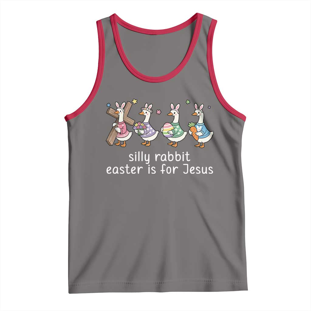 Funny Easter Day Silly Goose Tank Top Silly Rabbit Easter Is For Jesus TS11 Deep Heather Red Print Your Wear