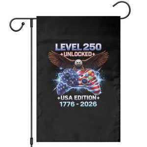 USA 250th Anniversary Gamer Garden Flag Level 250 USA Edition 1776 2026 Bald Eagle TS11 Black Print Your Wear