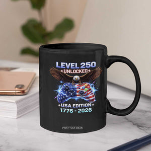 USA 250th Anniversary Gamer Coffee Mug Level 250 USA Edition 1776 2026 Bald Eagle TS11 Print Your Wear