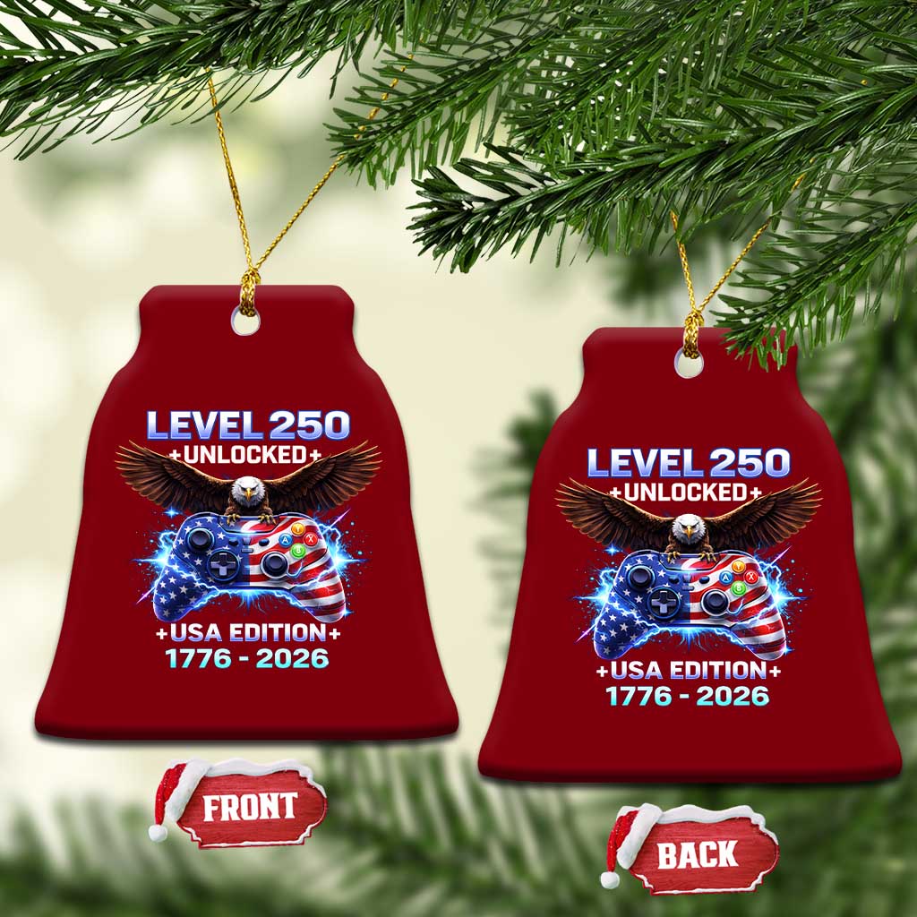 USA 250th Anniversary Gamer Ceramic Ornament Level 250 USA Edition 1776 2026 Bald Eagle TS11 Print Your Wear