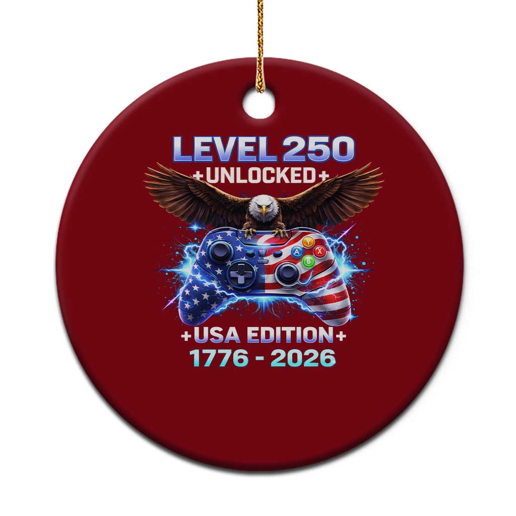 USA 250th Anniversary Gamer Ceramic Ornament Level 250 USA Edition 1776 2026 Bald Eagle TS11 1pc Red Print Your Wear