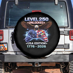 USA 250th Anniversary Gamer Spare Tire Cover Level 250 USA Edition 1776 2026 Bald Eagle TS11 No hole Black Print Your Wear