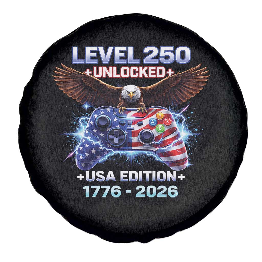 USA 250th Anniversary Gamer Spare Tire Cover Level 250 USA Edition 1776 2026 Bald Eagle TS11 Print Your Wear