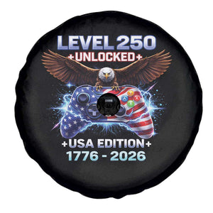 USA 250th Anniversary Gamer Spare Tire Cover Level 250 USA Edition 1776 2026 Bald Eagle TS11 Print Your Wear