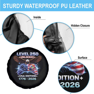 USA 250th Anniversary Gamer Spare Tire Cover Level 250 USA Edition 1776 2026 Bald Eagle TS11 Print Your Wear