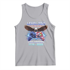 USA 250th Anniversary Gamer Tank Top Level 250 USA Edition 1776 2026 Bald Eagle TS11 Athletic Heather Print Your Wear