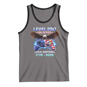 USA 250th Anniversary Gamer Tank Top Level 250 USA Edition 1776 2026 Bald Eagle TS11 Deep Heather Black Print Your Wear