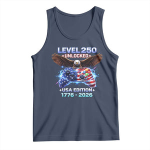 USA 250th Anniversary Gamer Tank Top Level 250 USA Edition 1776 2026 Bald Eagle TS11 Navy Print Your Wear