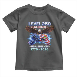 USA 250th Anniversary Gamer Toddler T Shirt Level 250 USA Edition 1776 2026 Bald Eagle TS11 Dark Heather Print Your Wear