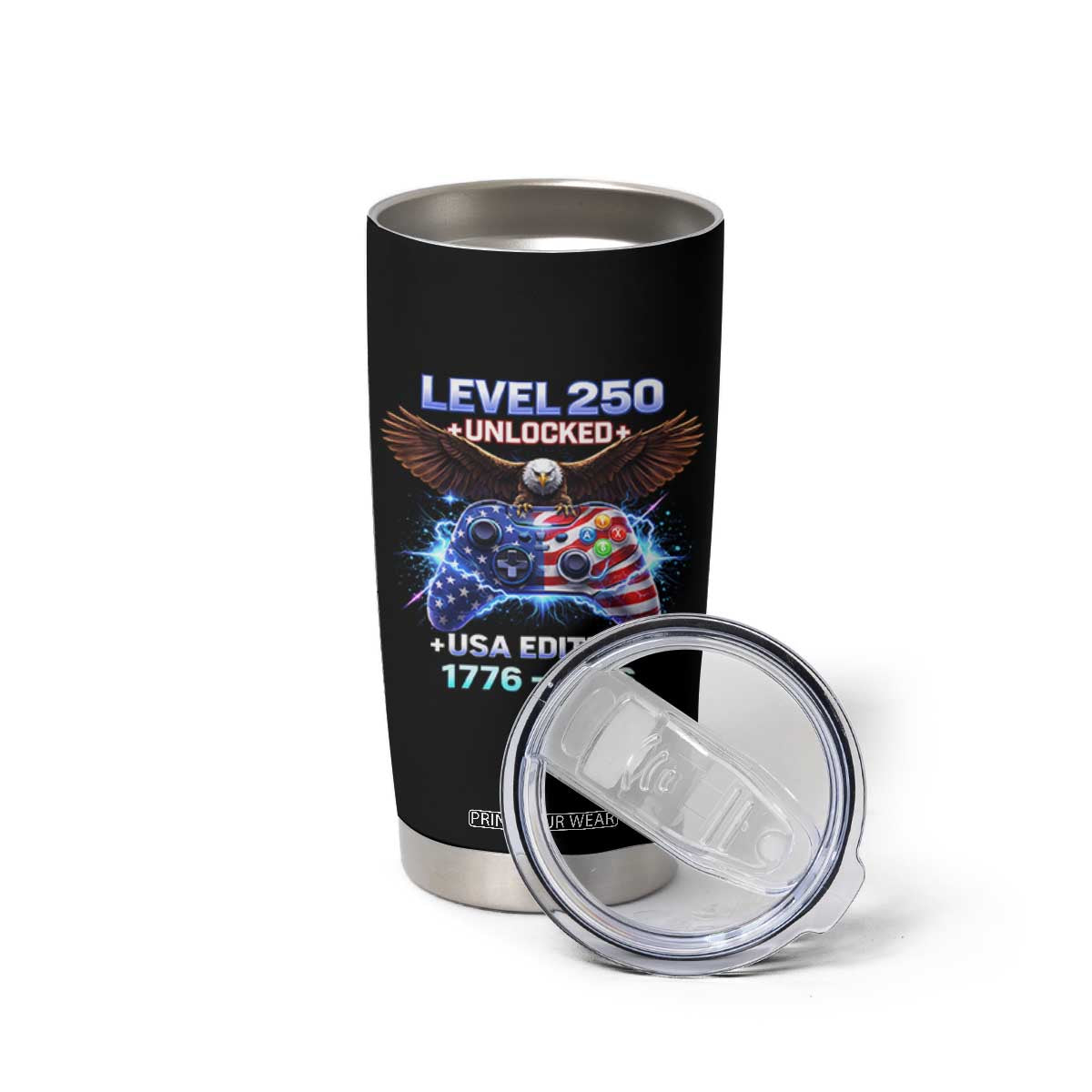 USA 250th Anniversary Gamer Tumbler Cup Level 250 USA Edition 1776 2026 Bald Eagle TS11 Print Your Wear
