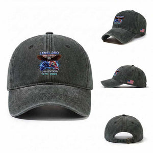 USA 250th Anniversary Gamer Washed Cotton Baseball Cap Level 250 USA Edition 1776 2026 Bald Eagle TS11 Washed Cap Universal Fit Dark Green Print Your Wear