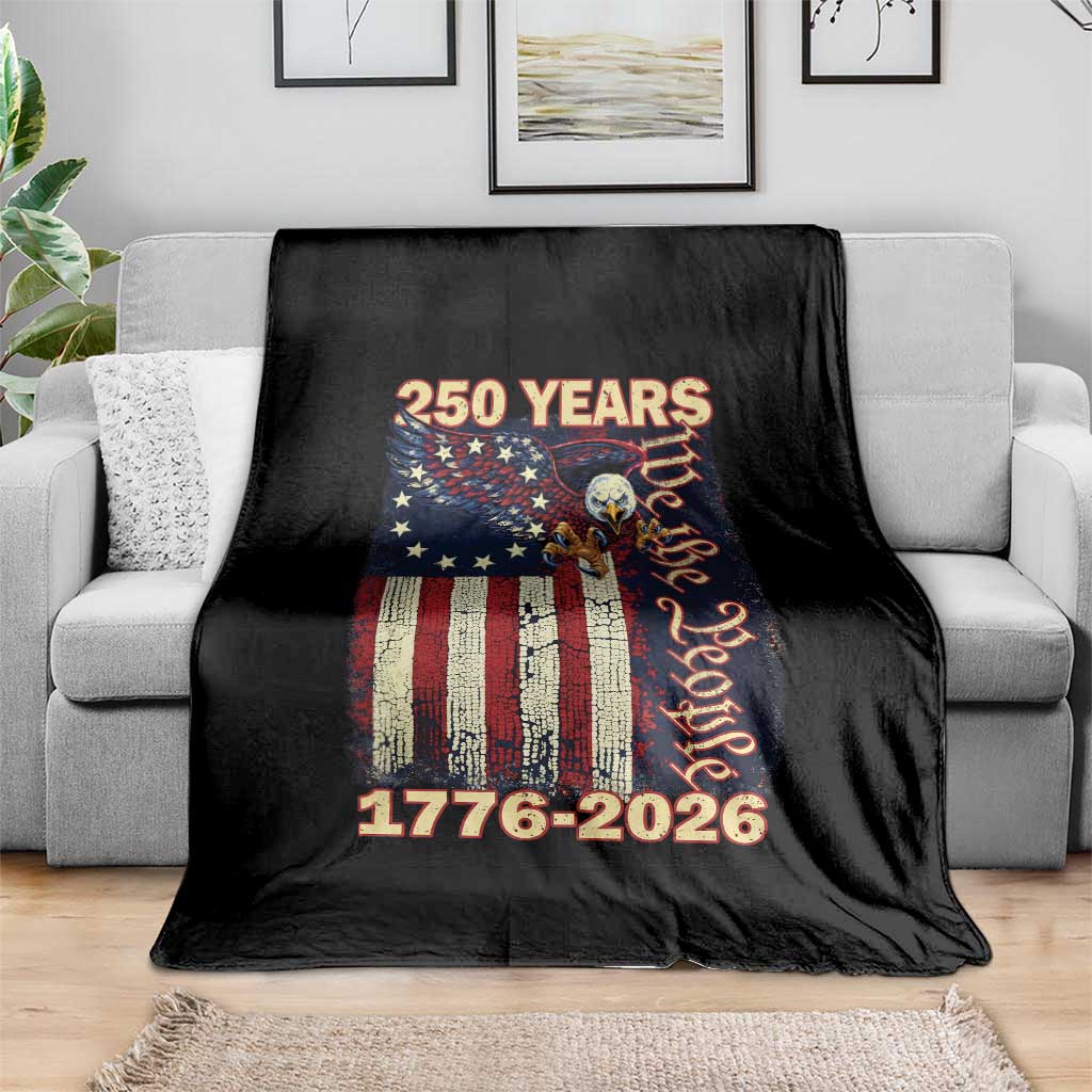 250th Anniversary USA Patriotic Throw Blanket 250 Years We The People Vintage Bald Eagle TS11 Print Your Wear