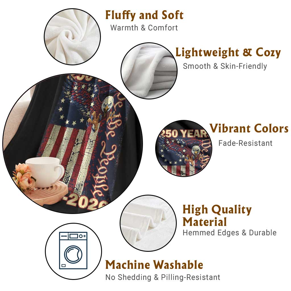 250th Anniversary USA Patriotic Throw Blanket 250 Years We The People Vintage Bald Eagle TS11 Print Your Wear