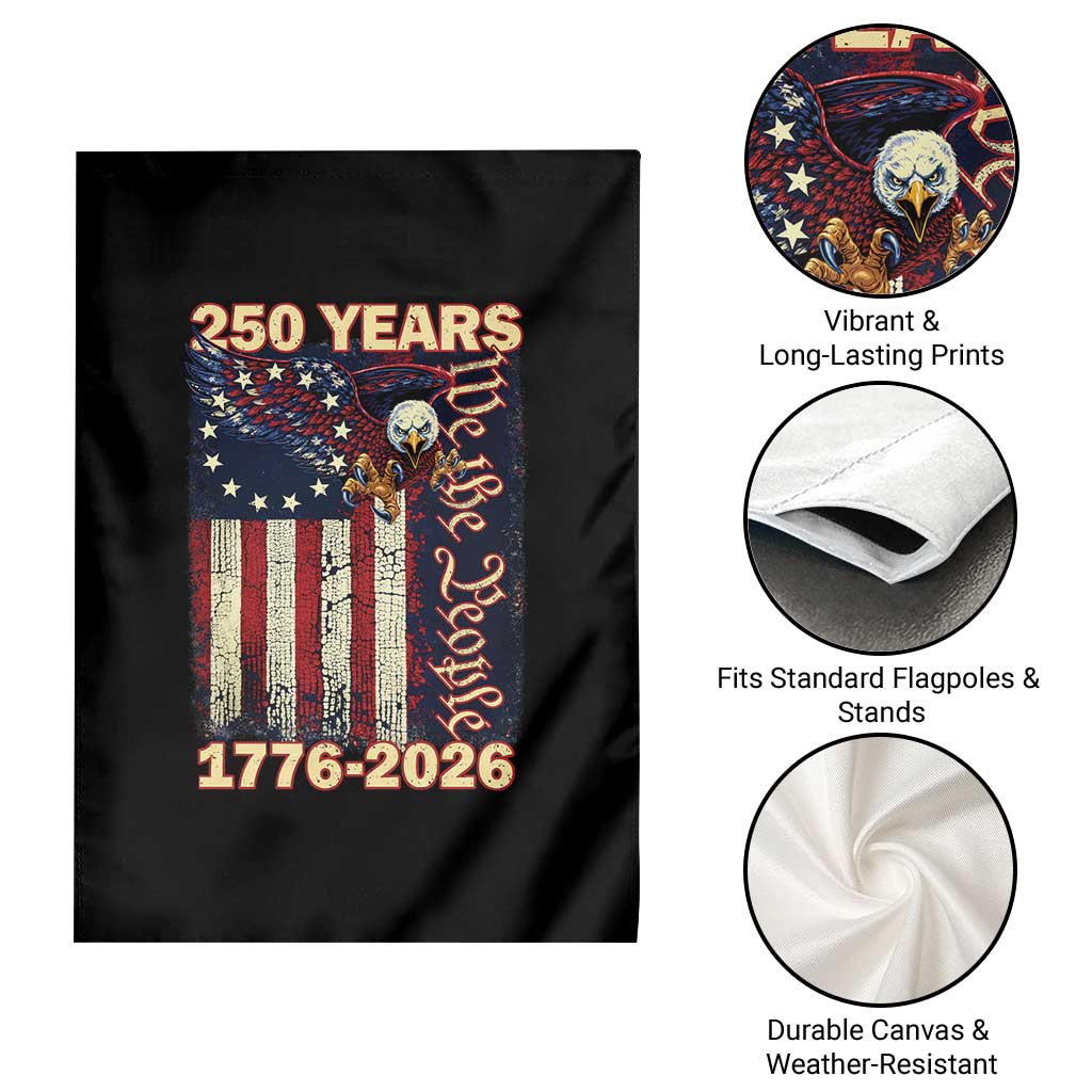 250th Anniversary USA Patriotic Garden Flag 250 Years We The People Vintage Bald Eagle TS11 Print Your Wear