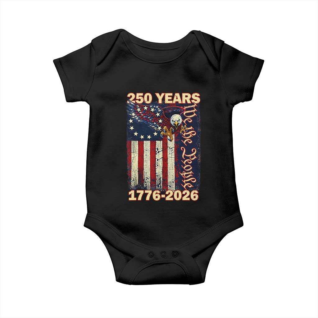 250th Anniversary USA Patriotic Baby Onesie 250 Years We The People Vintage Bald Eagle TS11 Black Print Your Wear