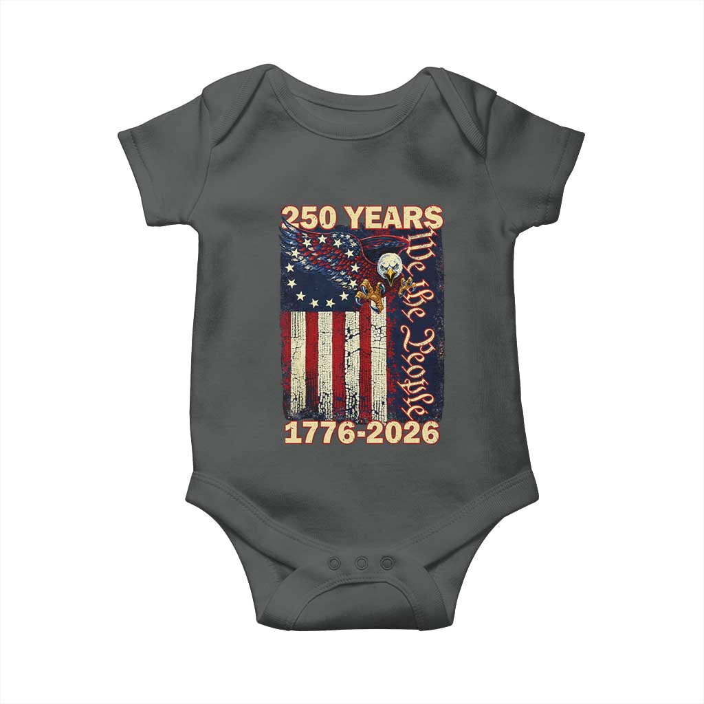 250th Anniversary USA Patriotic Baby Onesie 250 Years We The People Vintage Bald Eagle TS11 Dark Heather Print Your Wear