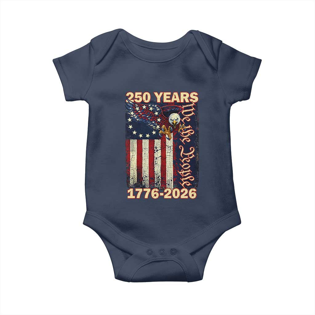 250th Anniversary USA Patriotic Baby Onesie 250 Years We The People Vintage Bald Eagle TS11 Navy Print Your Wear