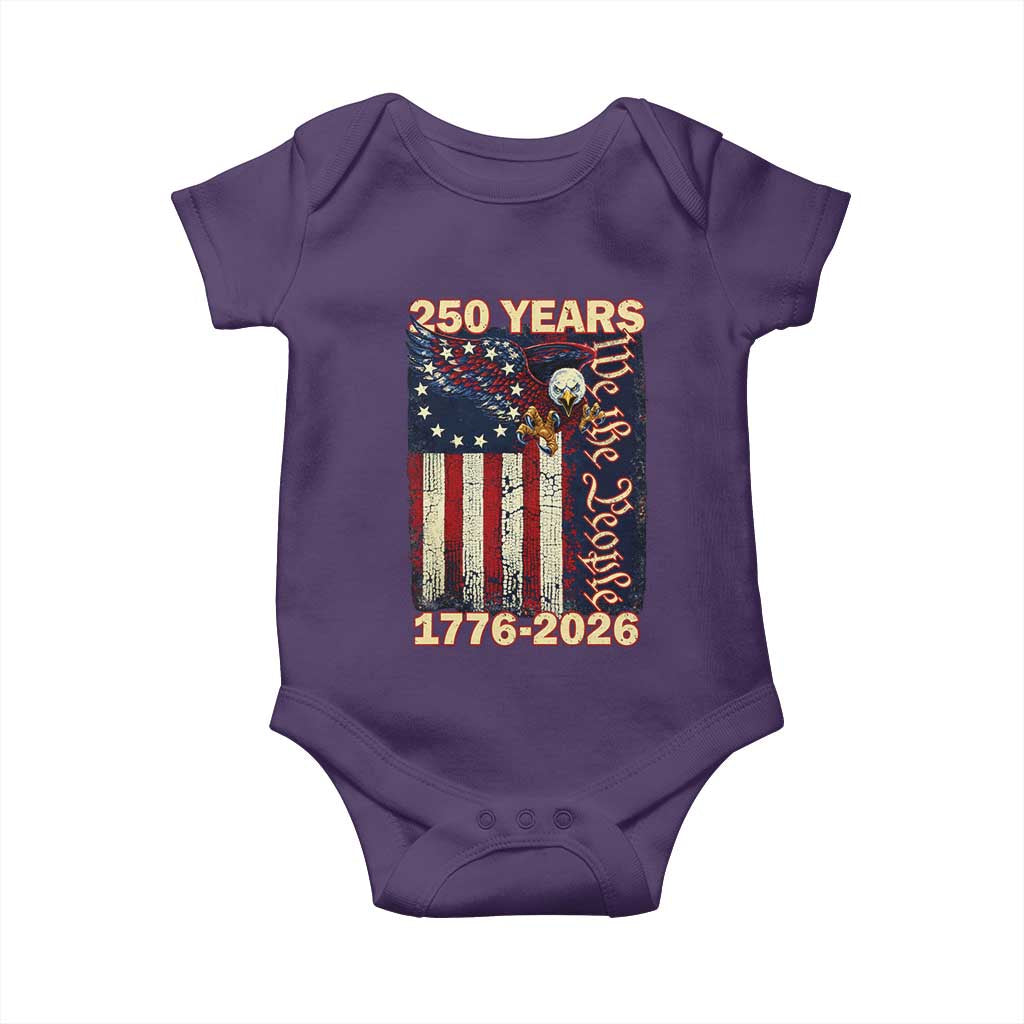 250th Anniversary USA Patriotic Baby Onesie 250 Years We The People Vintage Bald Eagle TS11 Purple Print Your Wear