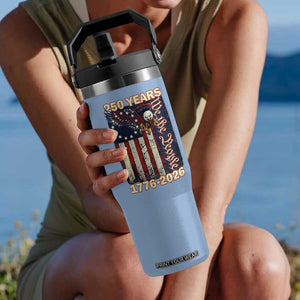 250th Anniversary USA Patriotic Flip Straw Tumbler 250 Years We The People Vintage Bald Eagle TS11 One Size: 30 oz Light Blue Print Your Wear